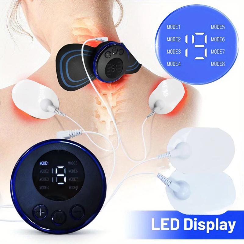 8 Modes Rechargeable Neck Massager With Remote Control EMS Low Frequency Pulse Massager For Muscle Relaxation Relief The Pain