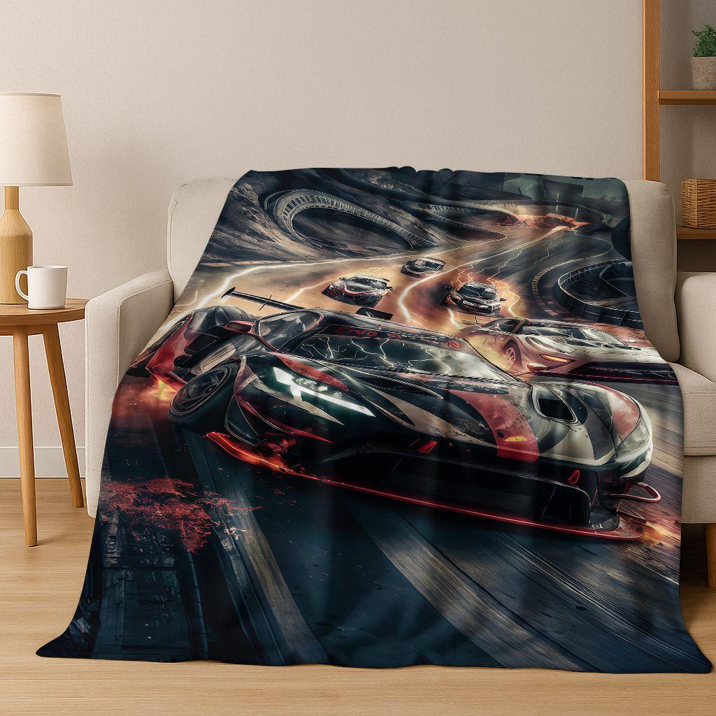 Future Concept Sports Car Racing Bike Art Flannel Blanket,Cozy Soft Throw Blanket for Home Bedroom Bed Sofa Picnic Cover Gift