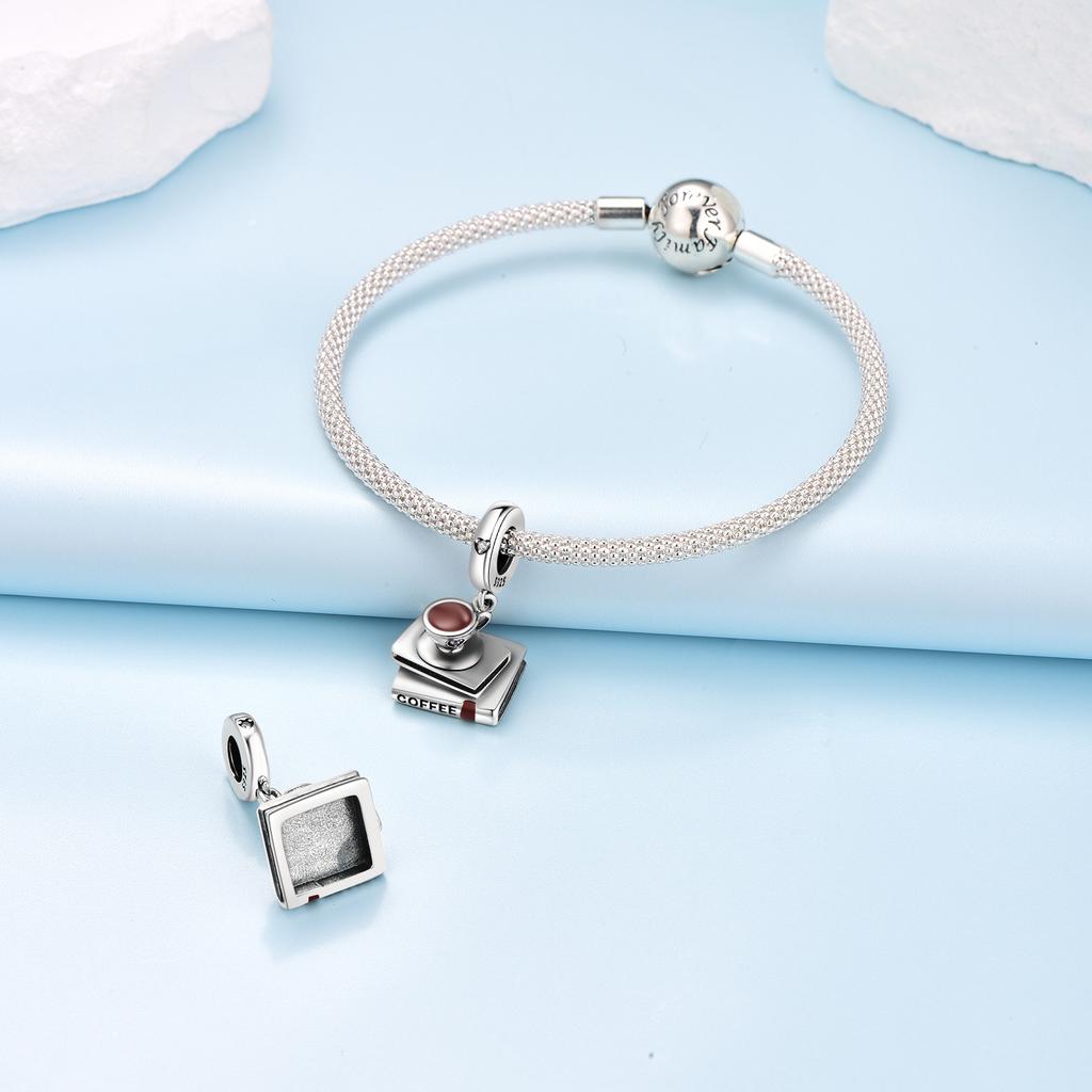 Copper Coffee Book Pendants Bracelet Charms Fit Women Jewelry Party Beads Diy Fine Gifts Accessories