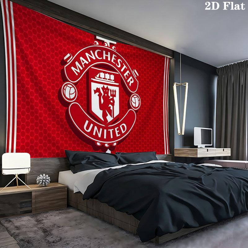 Man United Wall tapestry, aesthetic printed fabric blanket, suitable for bedroom, living room, and home decor.