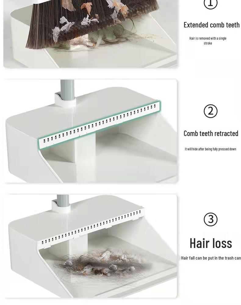 Exclusive Foldable Spring Broom & Dustpan Set - Extra Large, Soft Bristles, Non-Stick, Best Seller