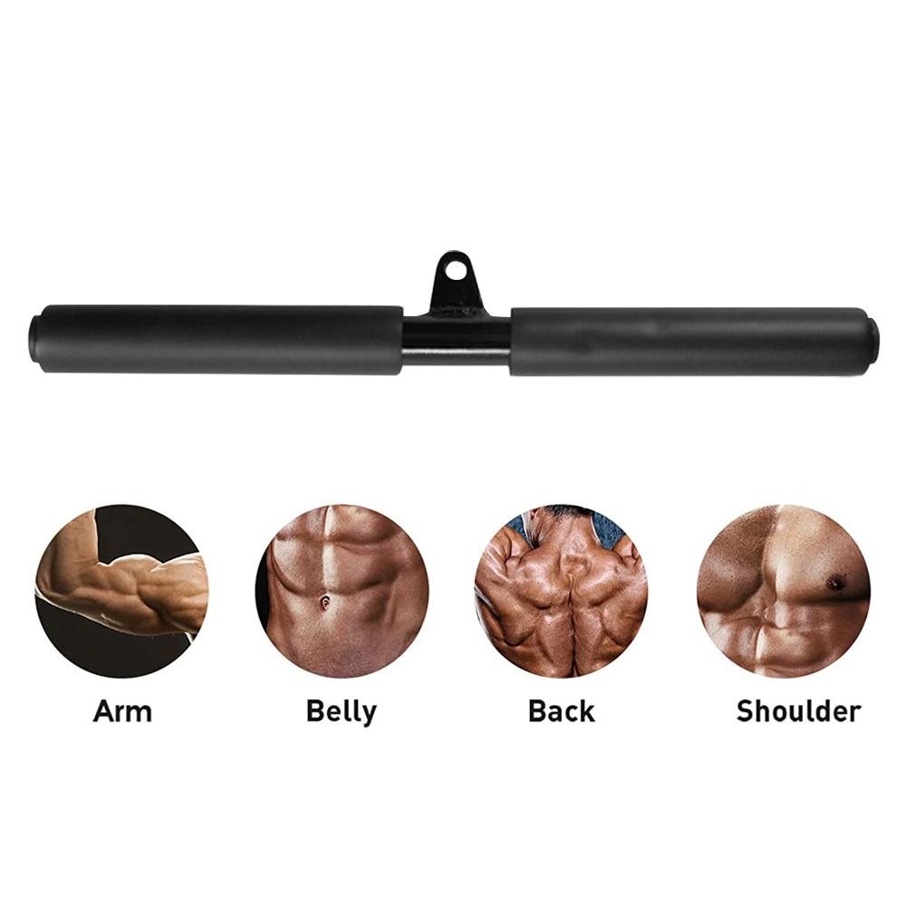 Gym Rotating Straight Bar with Non-Slip Grip Triceps Biceps Training Rowing Handle Muscle Pulling Bar for Pulley Cable Machine