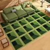 Retro Green Non-slip Waterproof Floor Mat - Vintage Style, Washable, Ideal for Living Room, Bedroom, Sofa, or Under Coffee Table.