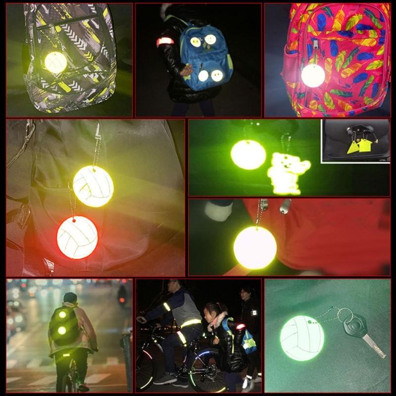 5Pcs Keychain Reflector Pendant Keyring Safety Reflector with Chain for Backpack
