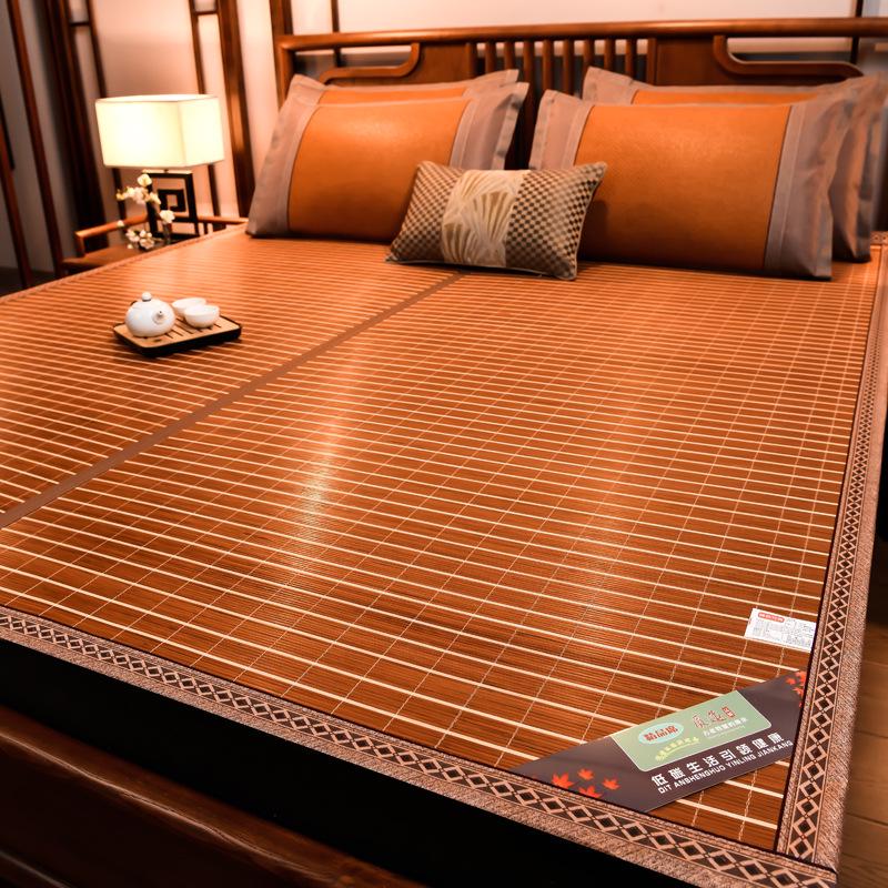 Bamboo Ice Silk Summer Cooling Mat: Foldable Double-Sided Mat for Dormitory or Home, 1.8m