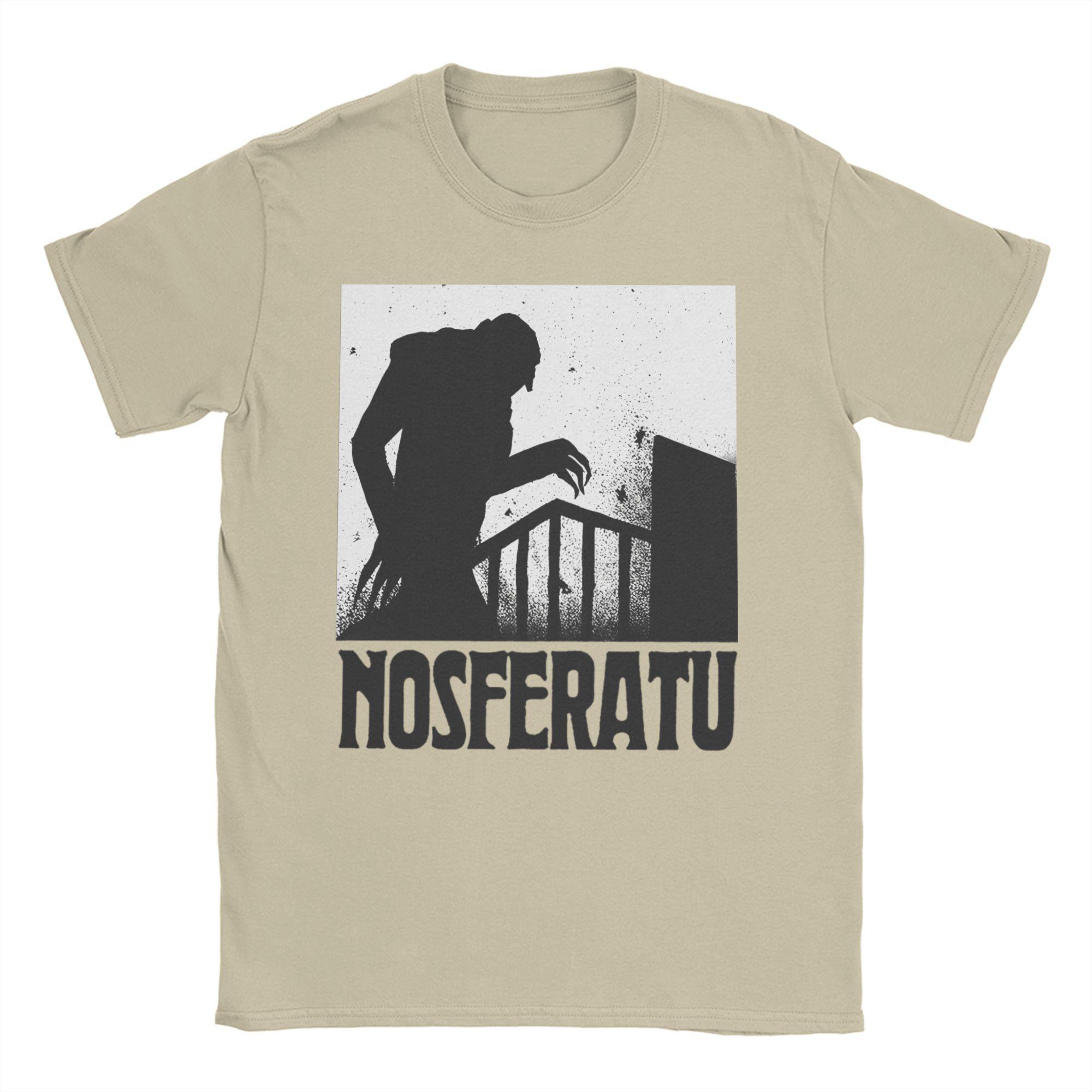 

Футболка Nosferatu Count Dracula, мужская хлопковая футболка для отдыха, футболка с круглым вырезом и принтом ужасов, топы с коротким рукавом, большие размеры S хаки