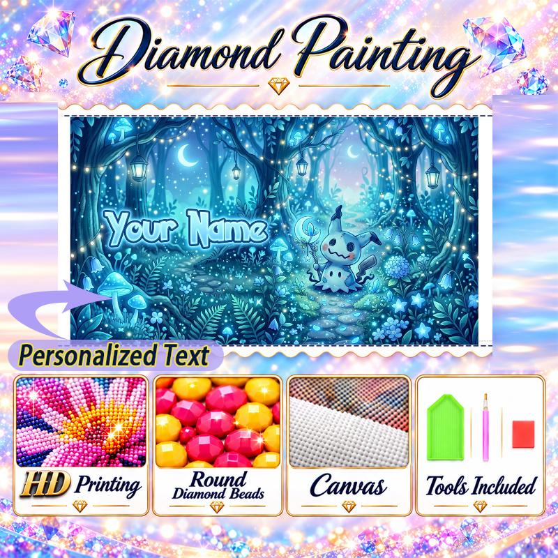 Personalized Mimikyu Diamond Art Custom Name 5D Diamond Painting Full Drill DIY Craft