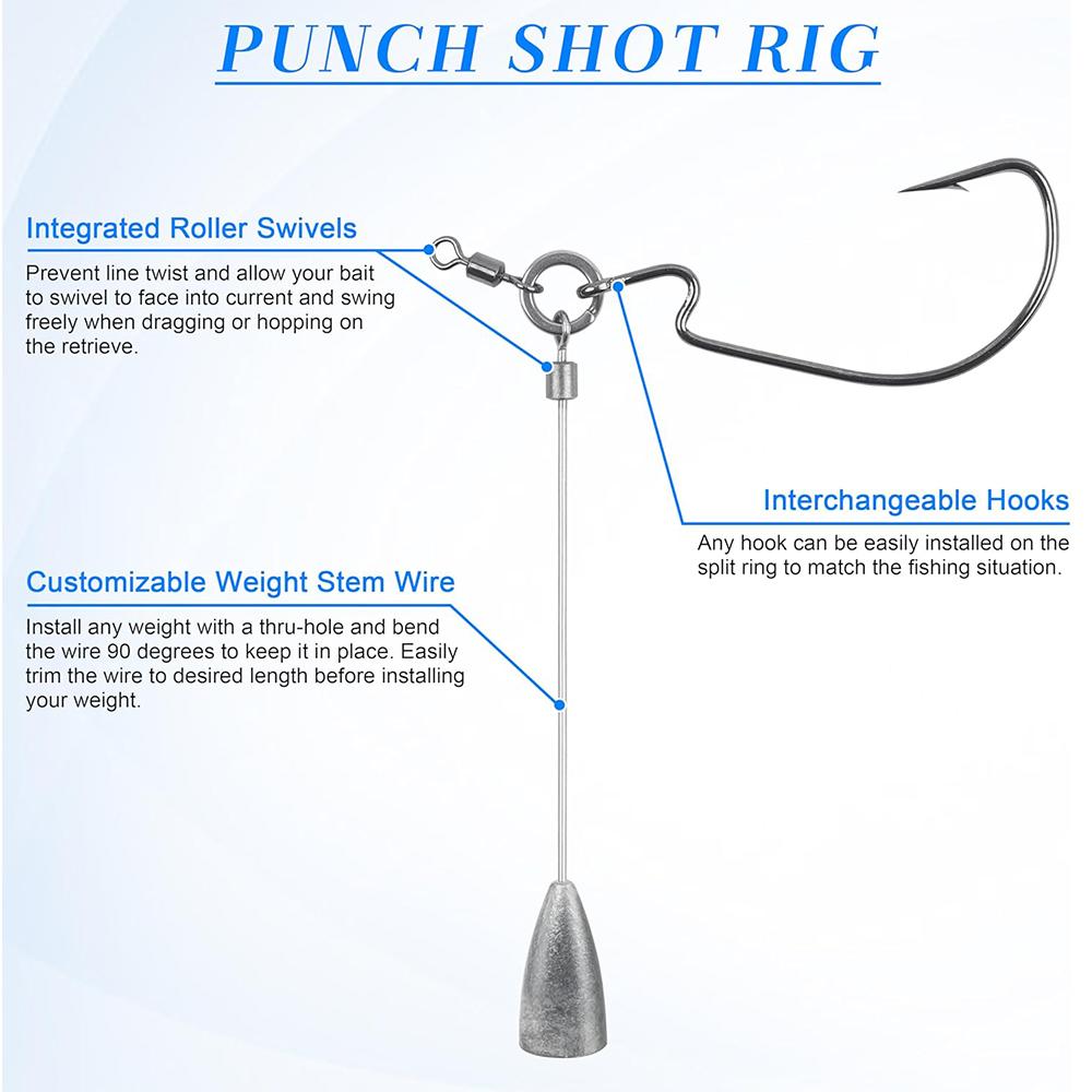 Kit de Montagem Punch Shot 110 Peças Anzóis Flipping Giradores Argolas Divididas Fio de Aço Chumbadas Bala Montagem Drop Shot Ferramentas para Fazer Iscas