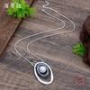 New matte hollow geometric ring long pendant women's fashion versatile irregular oval long necklace