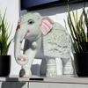 Weißer Elefantenstatue Rüssel unten Hathi Figur Große Größe 7 Zoll Elefant Marmorharz Dekorative Schaufigur