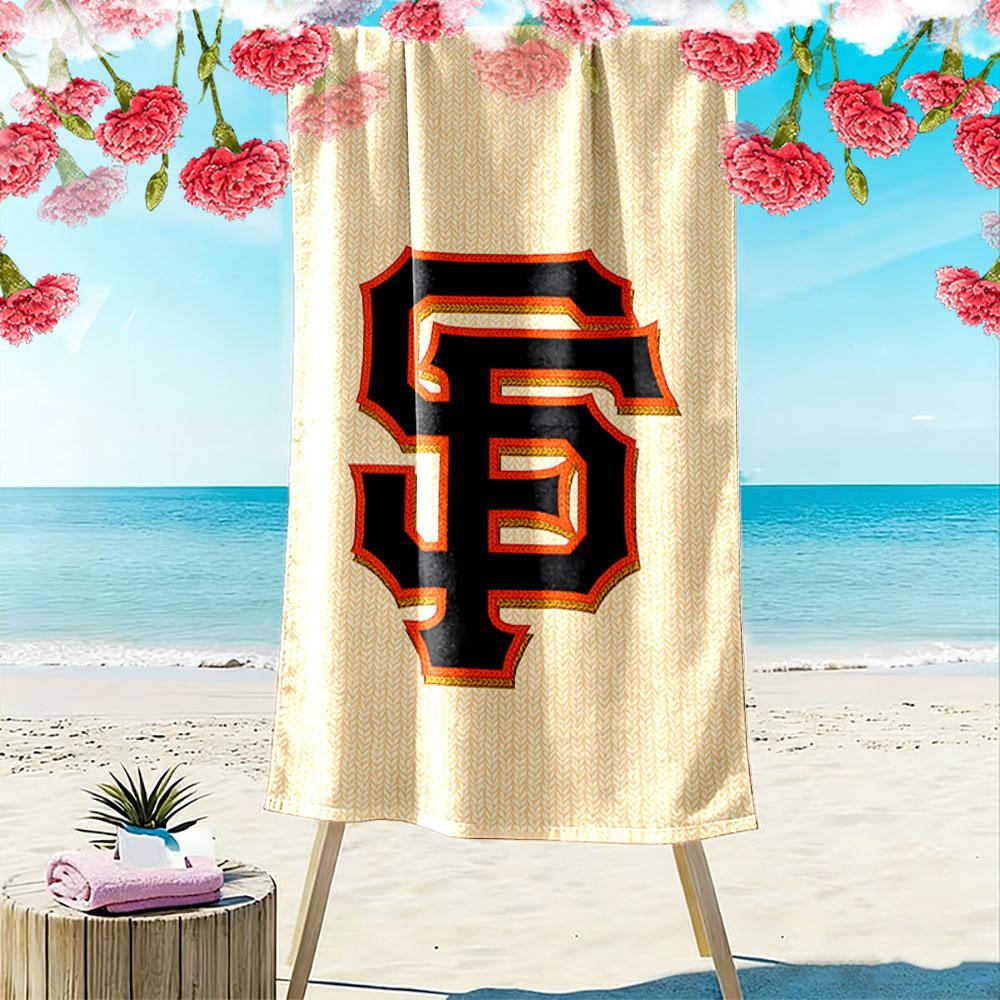 "Black and Orange SF Monogram Design" Patterned beach towel quick dry perfect for travel outdoor sports jogging the beach and swimming