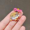 Oil Drop Painted Enamel Small Daisy Hedgehog Brooch Personalized High Value Animal Badge Pin Sweater Jacket Accessories