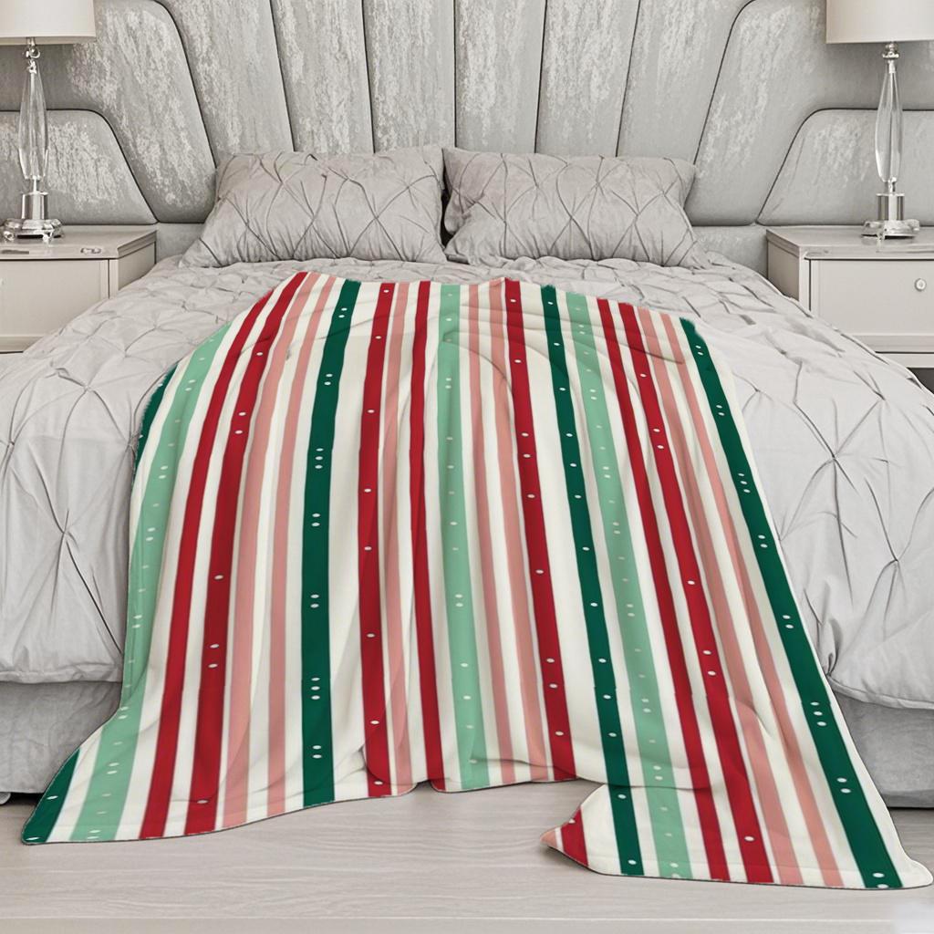 Striped Pattern Blanket Microfiber Flannel Cover Blanket Bedroom Living Room Sofa Soft And Comfortable Home Decoration
