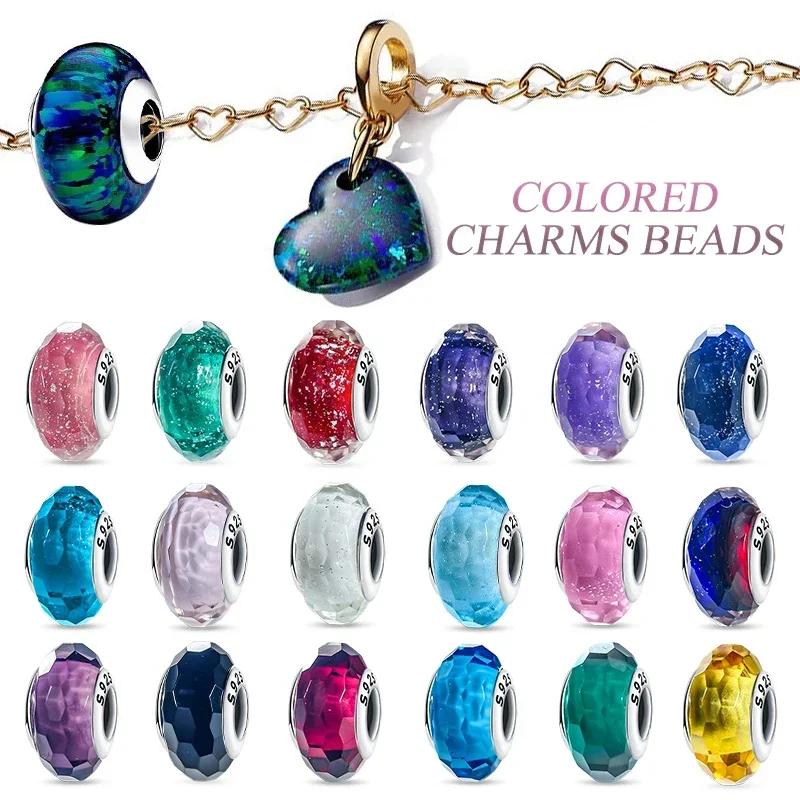 Real Coppercolored Shiny Murano Glass Beads Round Charms Fit Original Bracelet Diy Fine Jewelry Gifts For Women