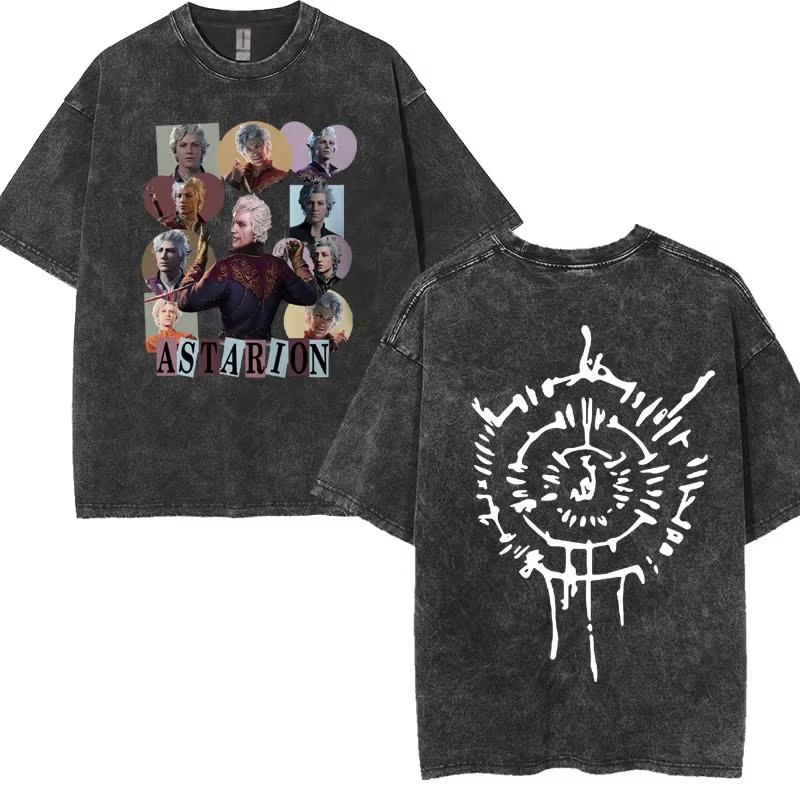 Limited Astarion The Pale ELF T-shirts Baldurs Gate 3 Girl Dinner Vintage Washed T Shirt Men Women Casual High Tshirt