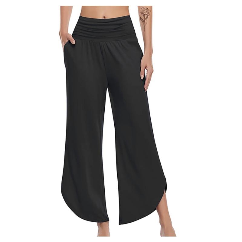 Freizeithosen für Damen mit hoher Taille, lockere, unregelmäßige Hose mit weitem Bein