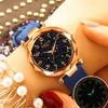 Stylish Women Wristwatch Featuring A Luminous Starry Sky And Rhinestone Details