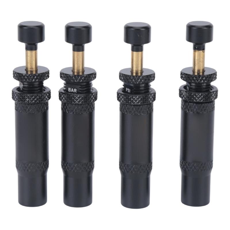 Two-Unit Tire Deflator Set for Tire Pressure Adjustment, 4 Stainless Steel Mechanical Air Release Devices with Stem Covers, Carry Pouch and Retail Box