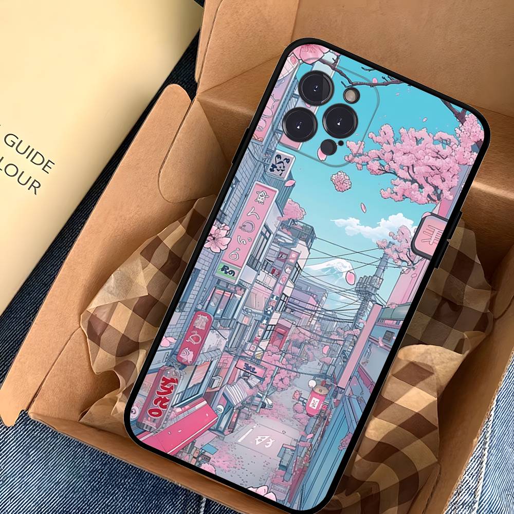 Japanese Mount Landscape Wave Phone Case For IPhone 17 Pro Max Air Back Cover 16 15 14 13 12 11 Pro Max Case