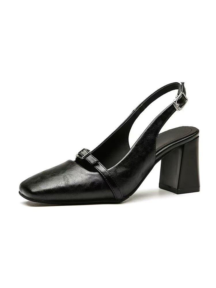 

Босоножки с квадратным носком, женские туфли-лодочки, юбка, одинарная обувь, задник пустой, толстый каблук, высокий каблук 40 чёрный