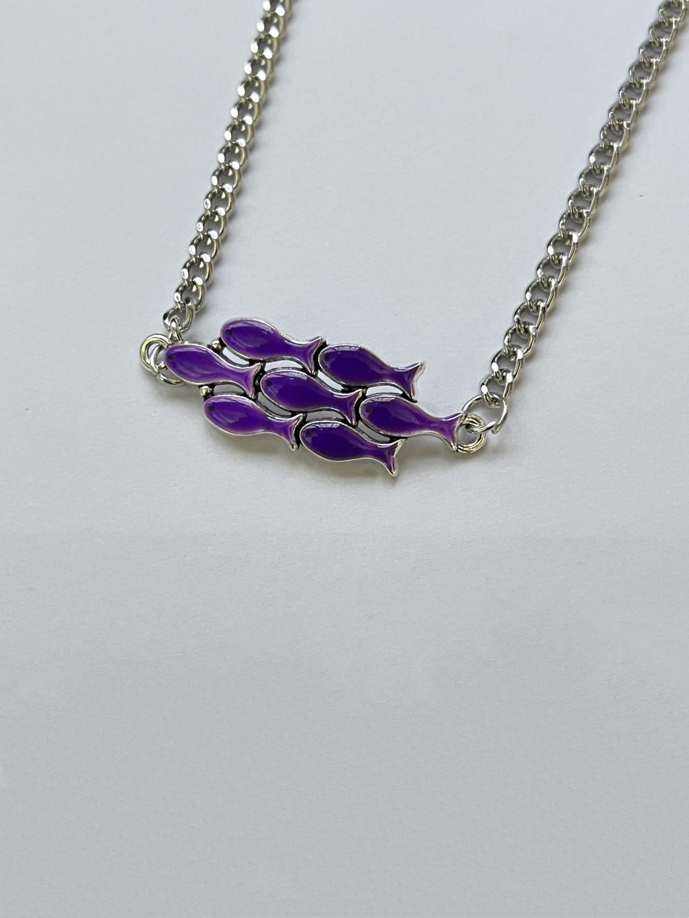 

Fashion Dopamine Cute Colorful Shoal of Fish Necklace Bracelet for Women Summer Creative Personality Jewelry Accessories Gifts