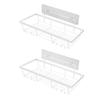 AEE4-Shower Caddy Shelf Organizer, 2 Pack Adhesive Bathroom Accessories, Save Space With Hooks