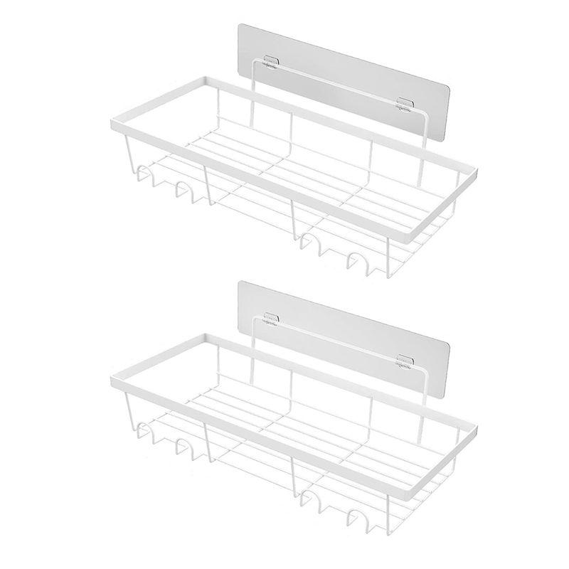 AEE4-Shower Caddy Shelf Organizer, 2 Pack Adhesive Bathroom Accessories, Save Space With Hooks
