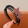 Flocking Sawtooth Headband Elegant Temperament Rhinestone Five-pointed Star Hair Band Girl Face Washing Headband