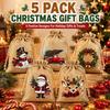 Small Fabric Gift Packaging Christmas Jute Burlap Bags, Drawstring Treat Candy Reusable Pouches Bag, Linen Pouch for Holiday Party Favors Storage