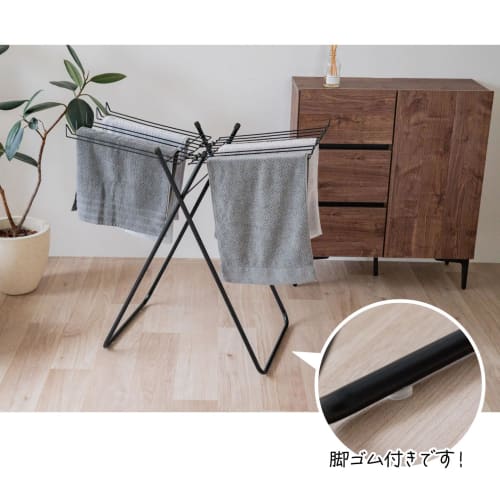 Belca DI-TH02BK Towel Rack, Holds 10 Towels, 88cm Wide X 50cm Deep X 86cm High, Matte Black, Foldable, Compact, Lightweight, Towel Stand, Indoor Use F