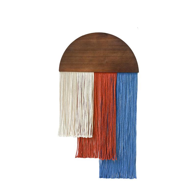 

Semicircular Wooden Tassel Tapestry Three-color Step-shaped Wall Decoration Hotel Wall Nordic Ethnic Style Hanging