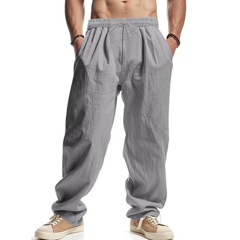 American Hot Sale Men's Loose Casual Linen Hip Hop Beach Sports Wide Leg Pants Men