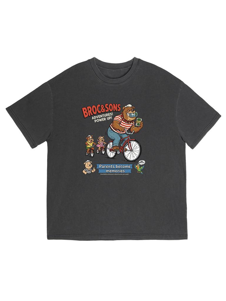 Seibeueodog Broc&Sons Bicycle Pigment Half-Sleeve T-Shirt (Size ~5Xl)