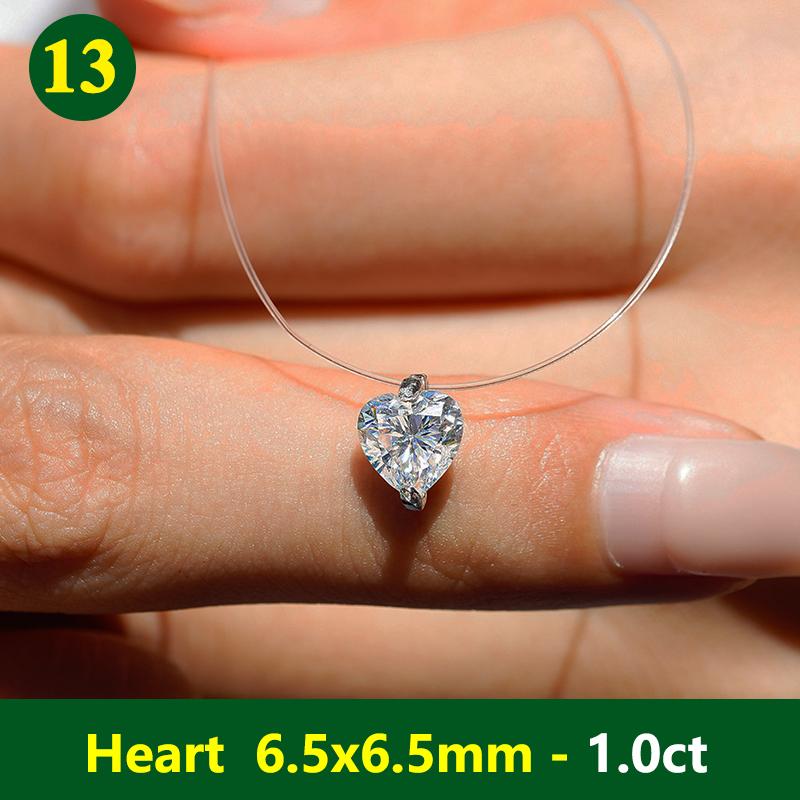 

Женское колье-подвеска из лески с муассанитом, оригинальное ювелирное изделие из стерлингового серебра 925 пробы, ожерелье с бриллиантом-муассанитом для женщин 45cm&add box