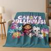 Cute Gabbys Dollhouse Cartoon Girl Kids Flannel Blanket Soft Warm Throw Blanket for Bed Bedroom Room Living Room Christmas Gift