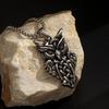 Men's Retro Owl Pendant Necklace with Distressed Woven Pattern and Stainless Steel Chain