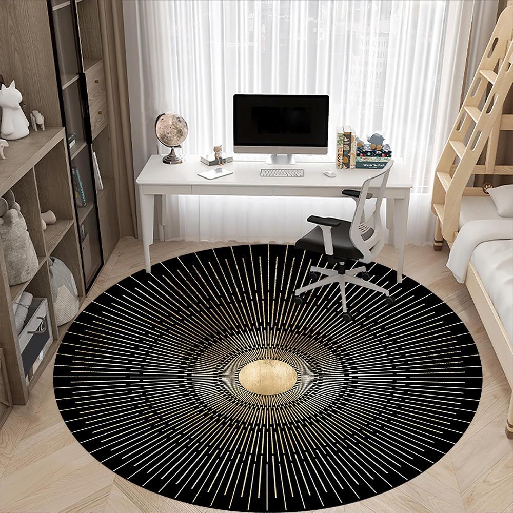 1pc Sunburst Pattern Chair Carpet for Office - Indoor Non-Slip Washable Polyester Fiber Carpet, Soft Comfortable Mat For Office yy250928066