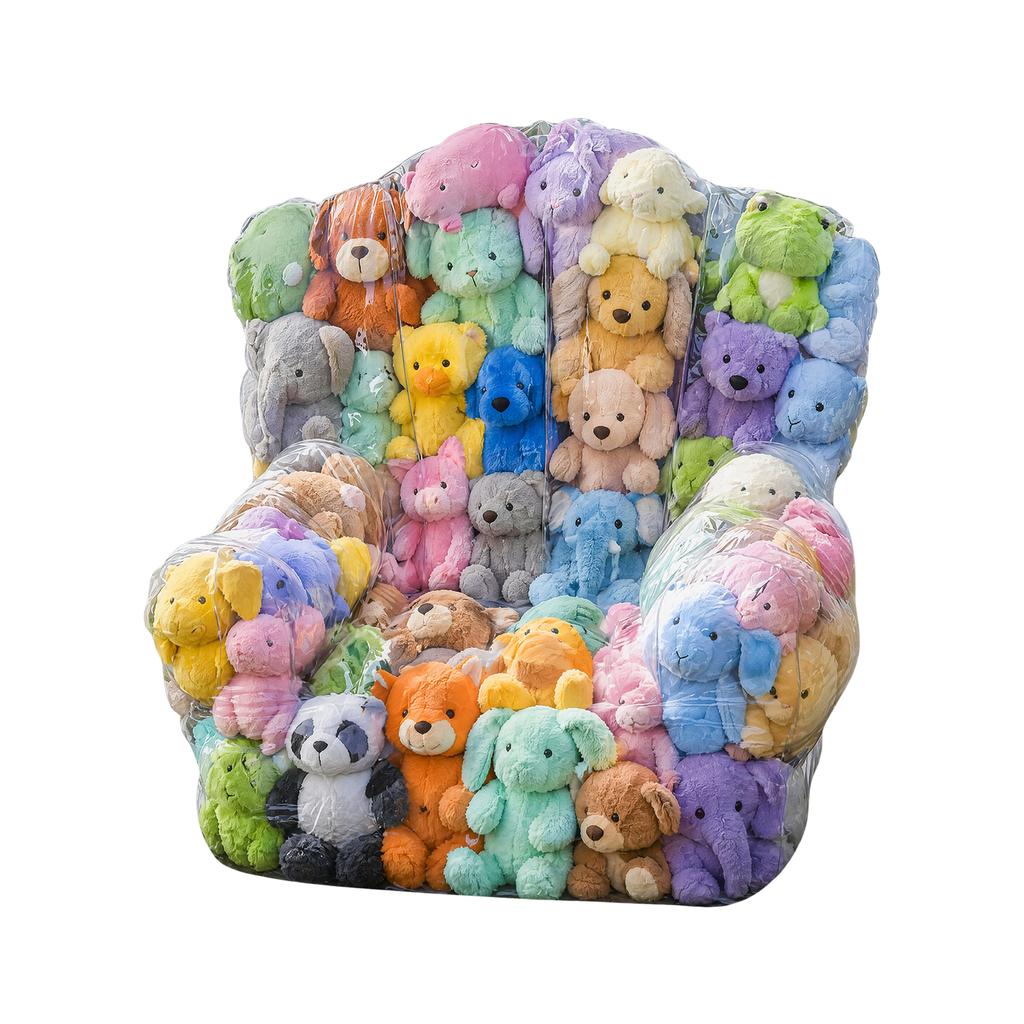 Clear Stuffed Animal Storage Bean Bag Transparent PVC Chair Cover Large Capacity Stuffed Storage Bag Cover Only & No Filler