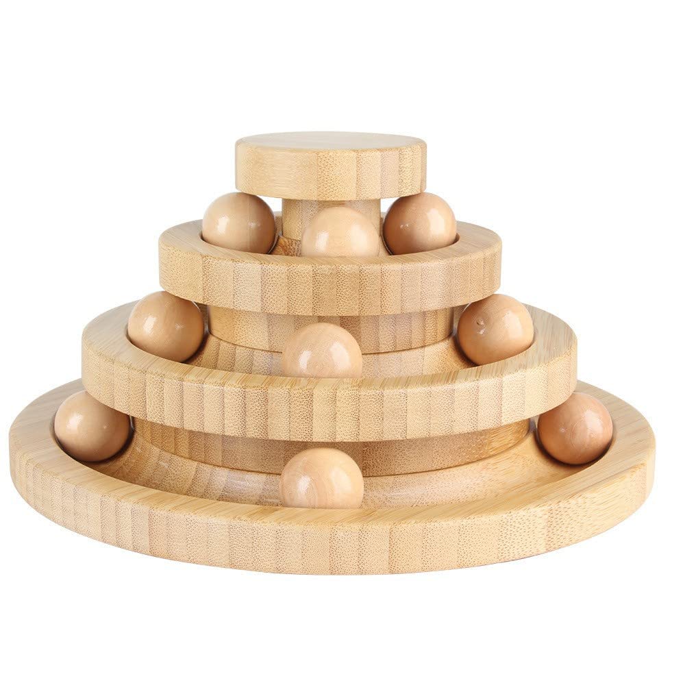 Wooden Cat Single Cat Cat Bamboo Ball Spinning Rotating Play Cat Cat Solitary Cat Pet Stress Relief Toy, Play, Toy, Teaser, Tower, Tower, Board, Toy,