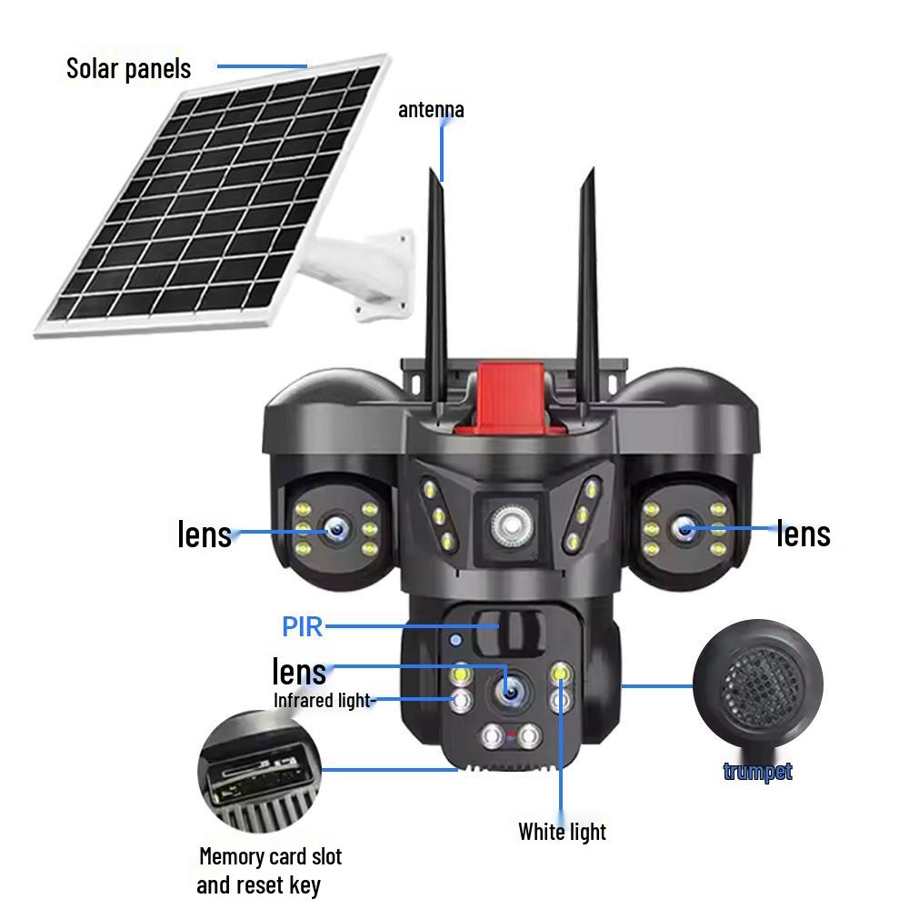 EseeCloud 4G Solar-Powered Triple Lens Security Camera (European Version)