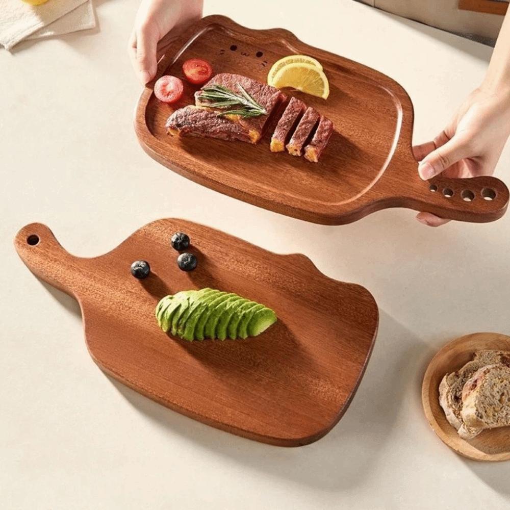 Multi-functional Fruit Chopping Board Thickened Wooden Chopping Blocks Kitty Shape Steak Tray  Home