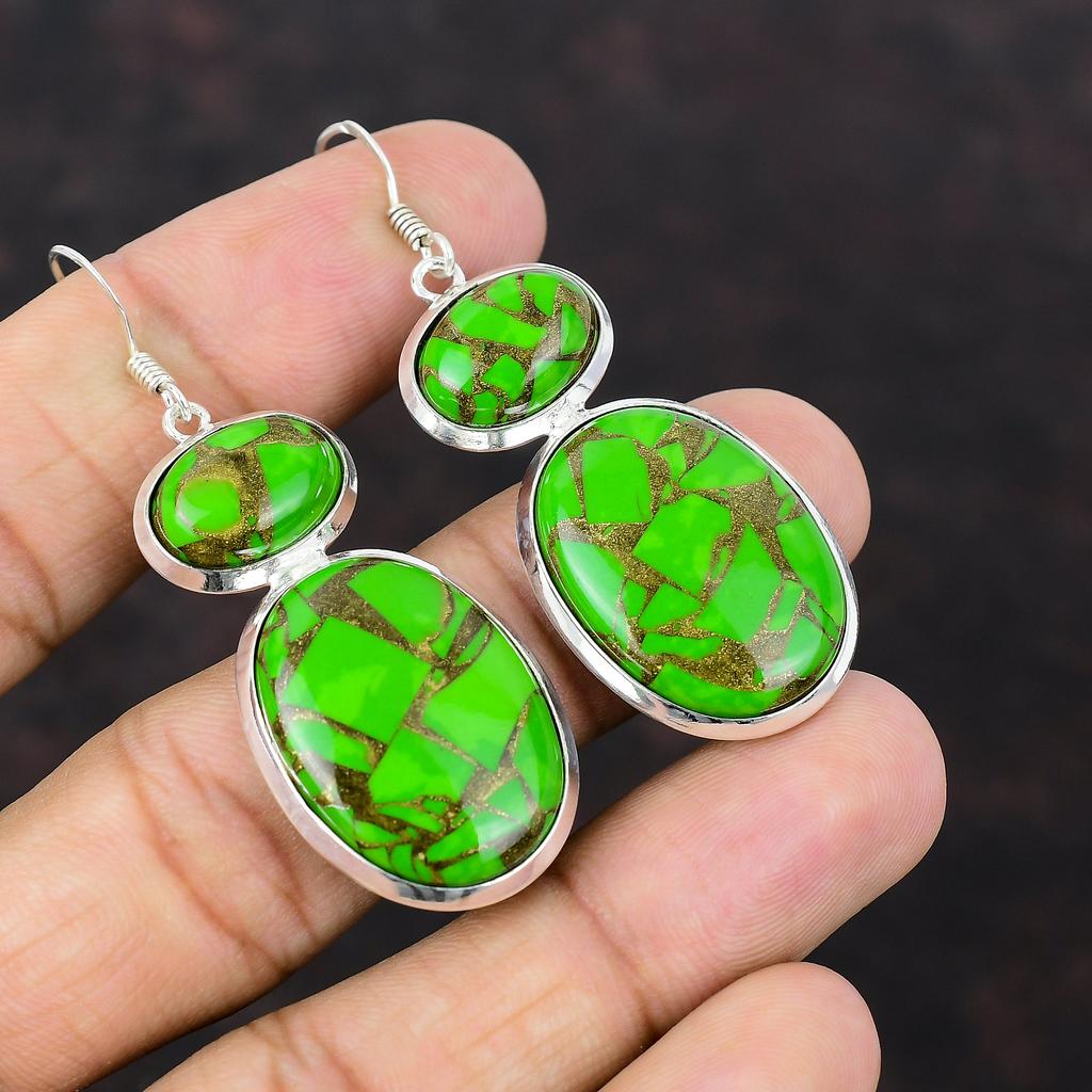 Copper Green Turquoise Earring Handmade Birthstone Jewelry 925 Sterling Silver Earrings Gemstone Earring Gift For Girl Latest Design Jewelry