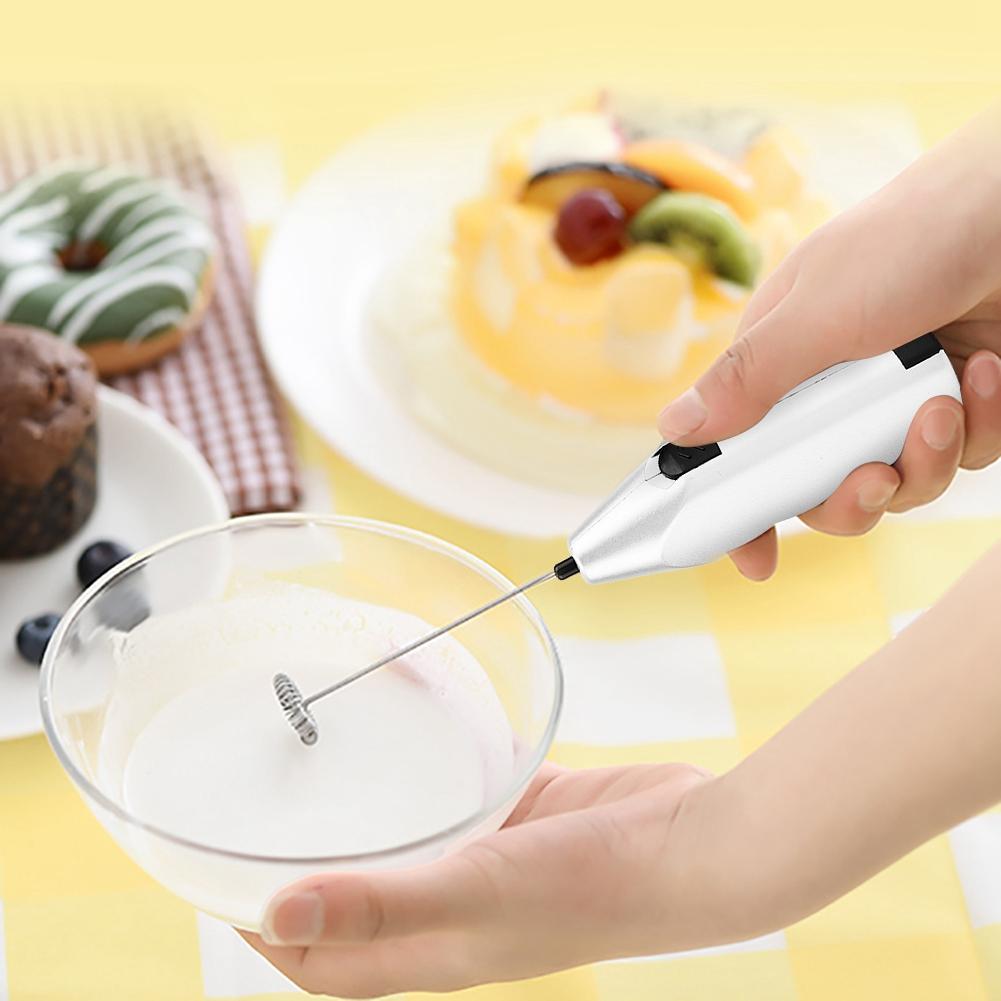 Handheld Milk Frother Electric Foam Maker for Coffee Lattes Eggs Drink Mixer(Silver)