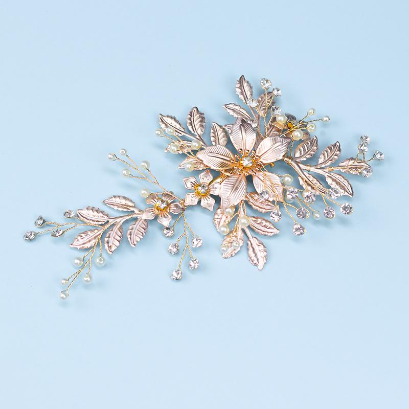 Handmade Bridal Flower Hair Clip – European & American Style Alloy Hairpin for Wedding & Banquet Updo