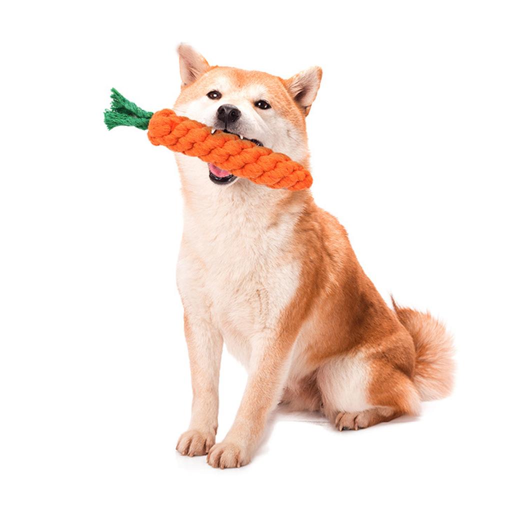 1Pcs Carrot Dog Rope Pet Dog Toys Safe Dog Chew Toys Resistant Puppy Molar Cleaning Teeth Cotton Rope