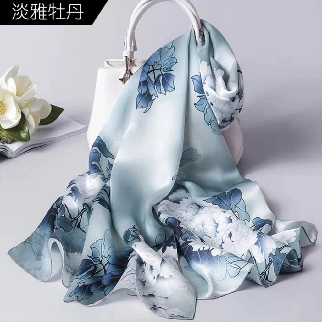 High Quality 100% Silk Scarf Shawl Hijab Wrap Women Hand Roll Edge Spring Summer Beach Scarves