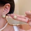 Korean version of light luxury zircon opal flower earrings women's exquisite high-end stud earrings retro temperament ear jewelry