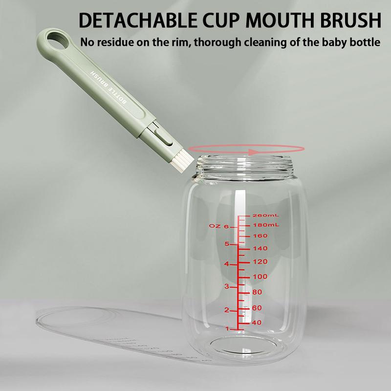 6 In 1 Portable Travel Baby Bottle Cleaning Brush Set With Silicone Bottle Brush Straw Brush Nipple Brush Bottle Drying Rack