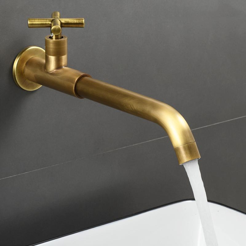 1PC Thread G1/2' Antique Gold Black Extended Single Cold Mop Pool Bathroom Sink Tap Splash Proof Toilet In-Wall Washbasin Faucet