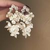 Sea Blue Cluster Silver Needle Flower Earrings: Summer Vacation Luxury